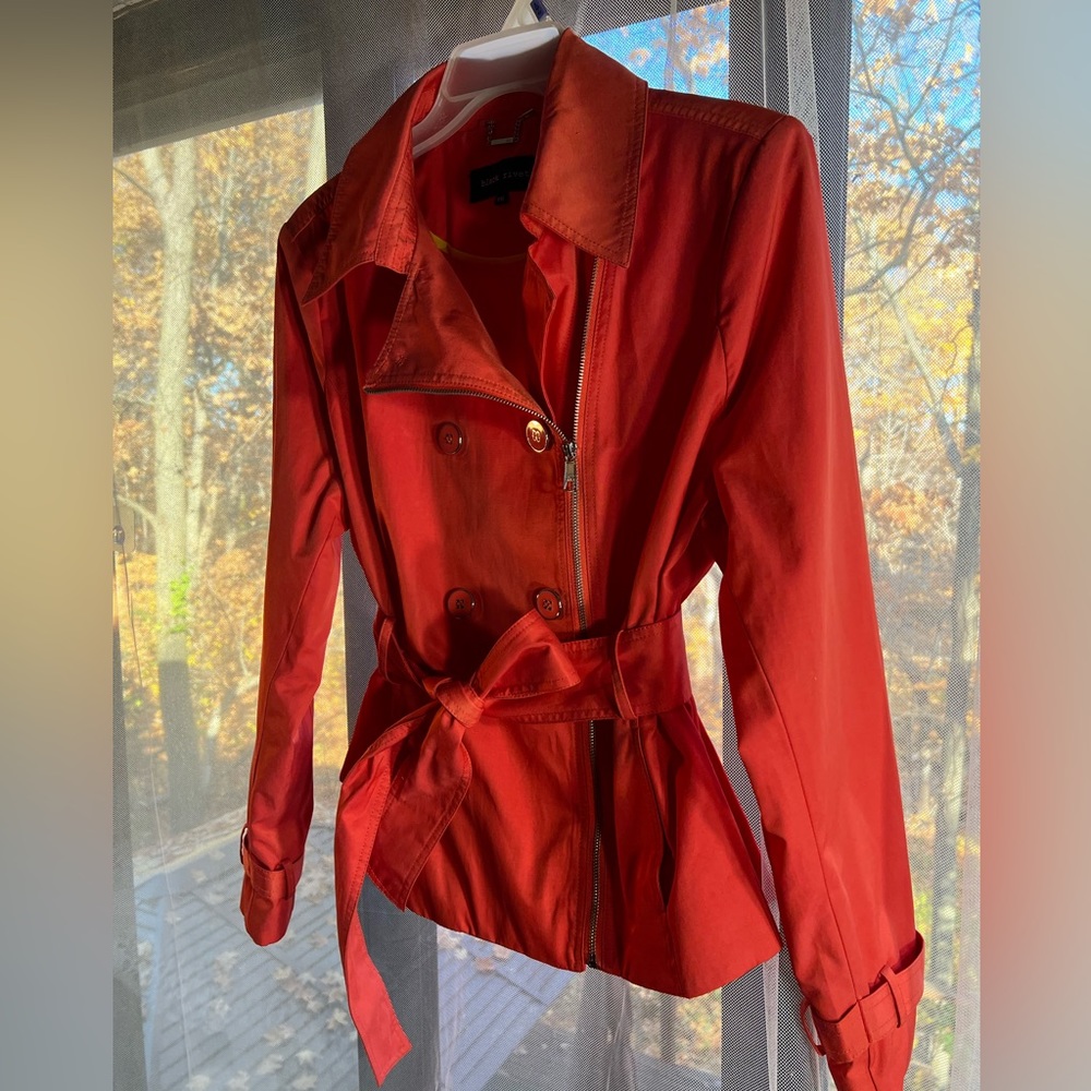 Black Rivet Beautiful orange trench coat. Cute design, asymmetric zipper. S XXL - Picture 6 of 9